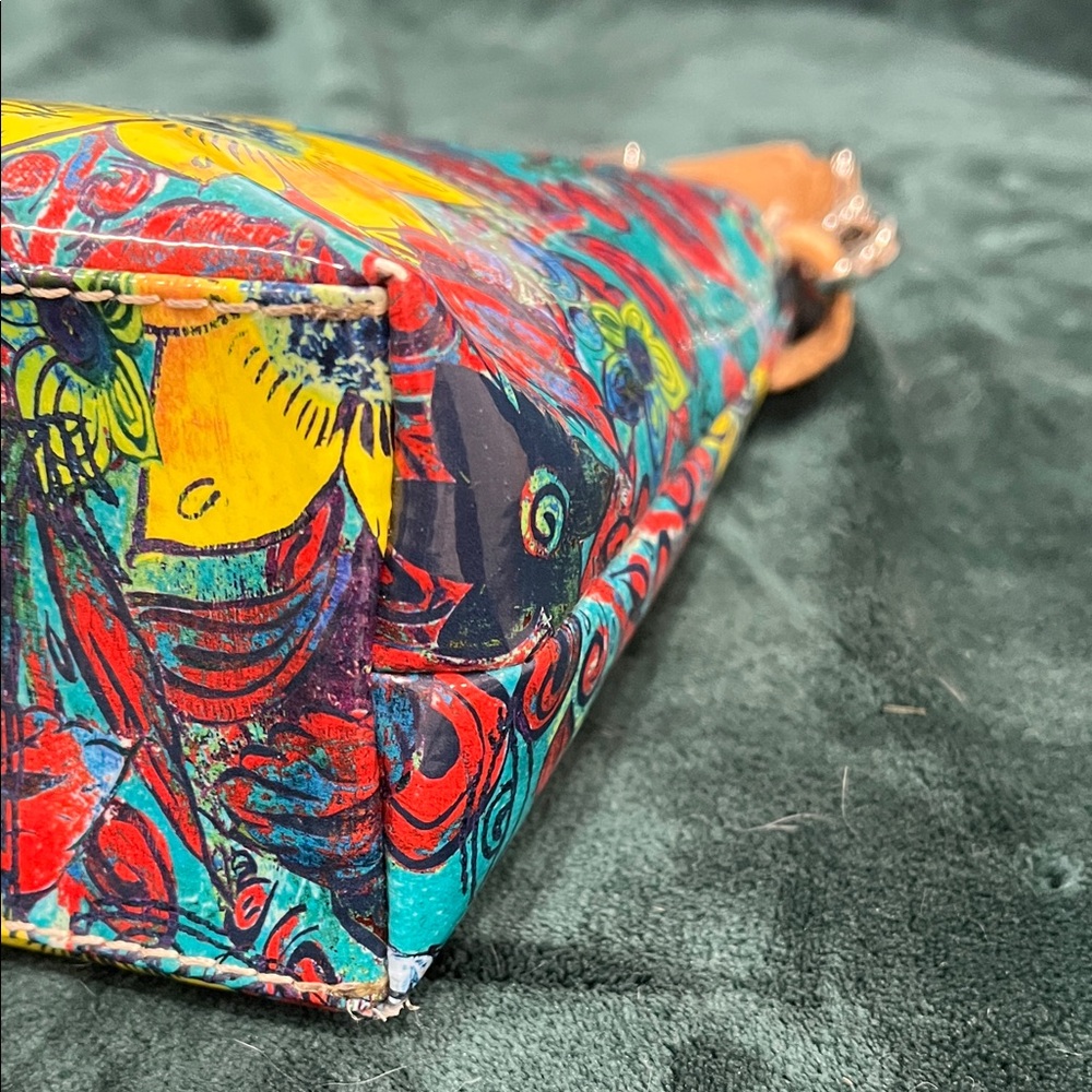 Consuela Teal Floral Crossbody with Yellow & Red Accents - Picture 4 of 10